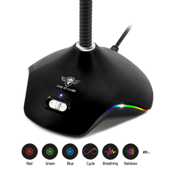 Spirit of gamer mikrofon - eko 300 (rgb. Usb csatlakozó, 150cm kábel, fekete)