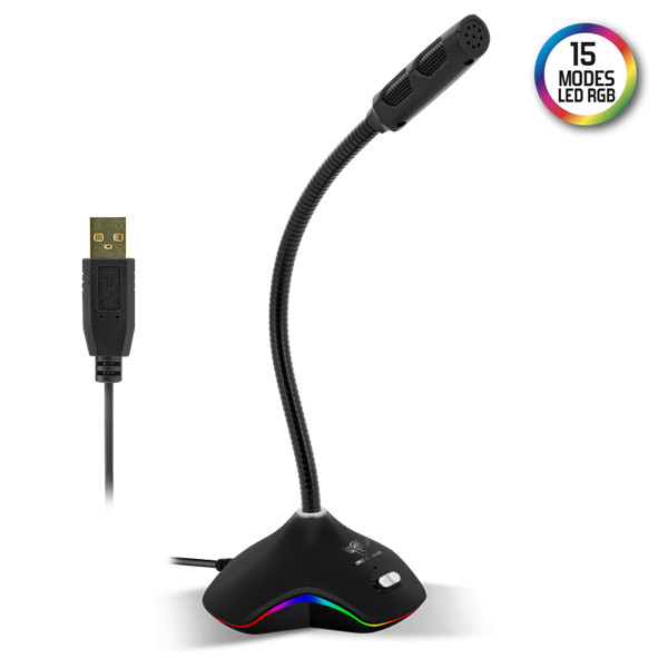 Spirit of gamer mikrofon - eko 300 (rgb. Usb csatlakozó, 150cm kábel, fekete)
