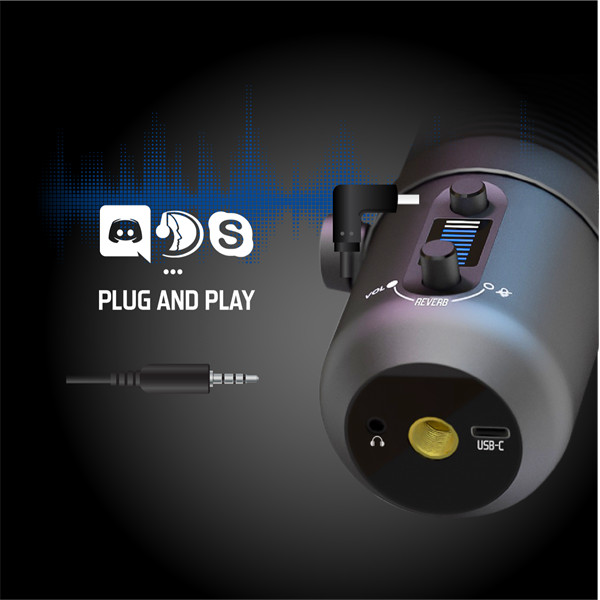 Spirit of gamer mikrofon - eko 900 (usb, cardioid, omnidirekcionális, beépített jack csatlakozó, zajszűrés, fekete)