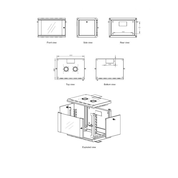 Equip fali rackszekrény - epm-07-6045-g-cbaa (19", 7u, 600x450mm, előre szerelt, szürke)