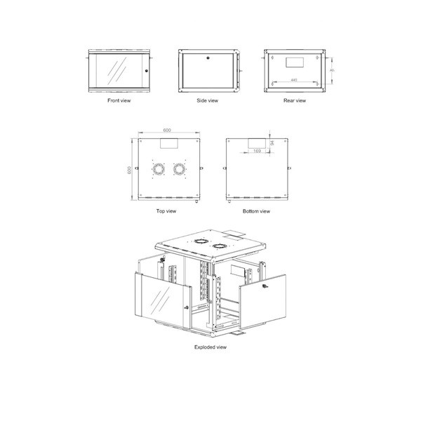 Equip fali rackszekrény - epm-09-6060-g-cbaa (19", 9u, 600x600mm, előre szerelt, szürke)