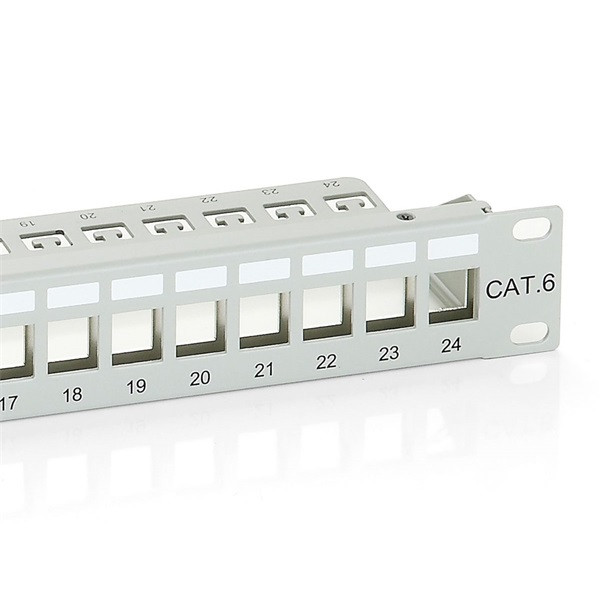 Equip keystone patch panel - 767124 (24 port, cat6, 1u, árnyékolt, szürke)