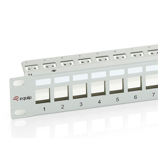 Equip keystone patch panel - 767124 (24 port, cat6, 1u, árnyékolt, szürke)
