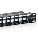 Equip keystone patch panel - 769124 (24 port, cat6, 1u, árnyékolatlan, fekete)