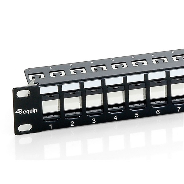Equip keystone patch panel - 769124 (24 port, cat6, 1u, árnyékolatlan, fekete)