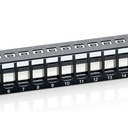 Equip keystone patch panel - 769124 (24 port, cat6, 1u, árnyékolatlan, fekete)