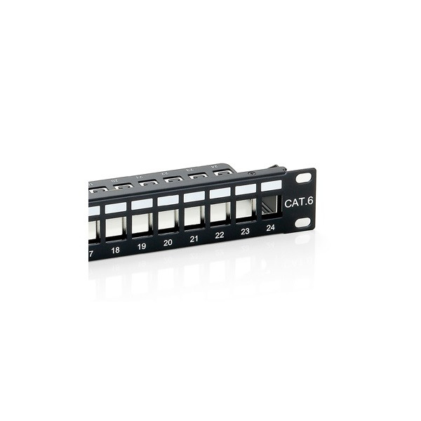 Equip keystone patch panel - 769124 (24 port, cat6, 1u, árnyékolt, fekete)