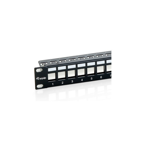 Equip keystone patch panel - 769124 (24 port, cat6, 1u, árnyékolt, fekete)