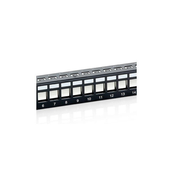 Equip keystone patch panel - 769124 (24 port, cat6, 1u, árnyékolt, fekete)