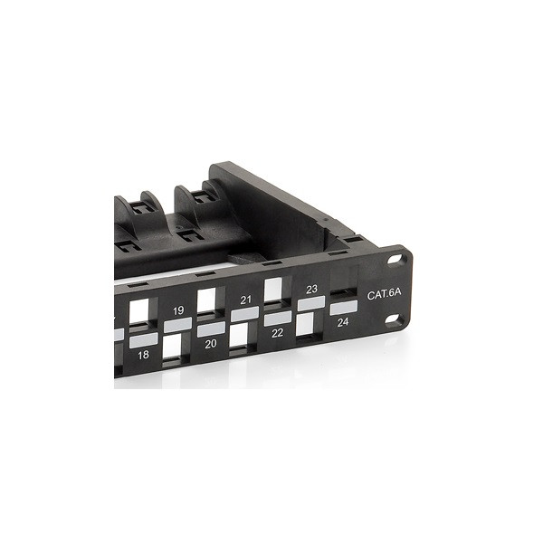 Equip keystone patch panel - 769225 (24 port, cat6a, 1u, árnyékolatlan, fekete)