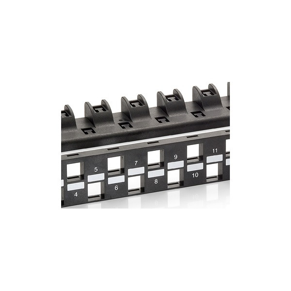 Equip keystone patch panel - 769225 (24 port, cat6a, 1u, árnyékolatlan, fekete)