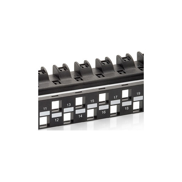 Equip keystone patch panel - 769225 (24 port, cat6a, 1u, árnyékolatlan, fekete)
