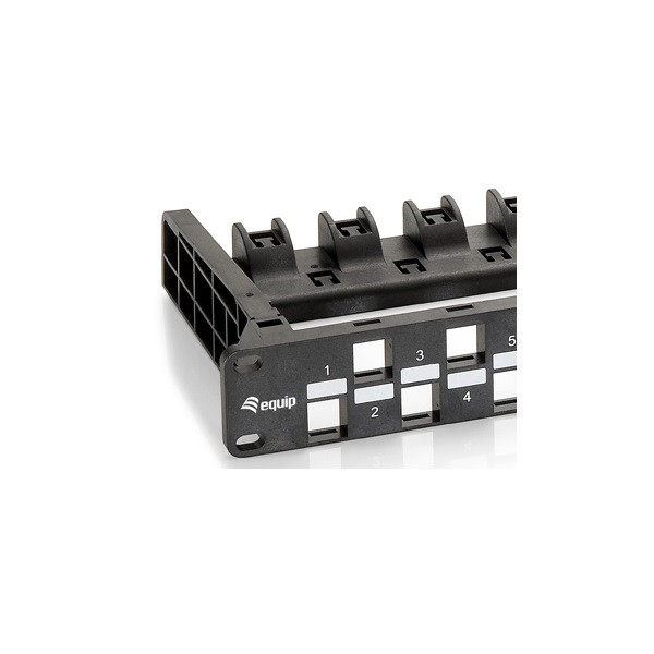 Equip keystone patch panel - 769225 (24 port, cat6a, 1u, árnyékolatlan, fekete)