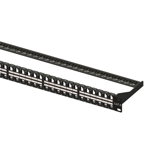 Equip keystone patch panel - 769248 (48 port, cat6, 1u, árnyékolatlan, fekete)