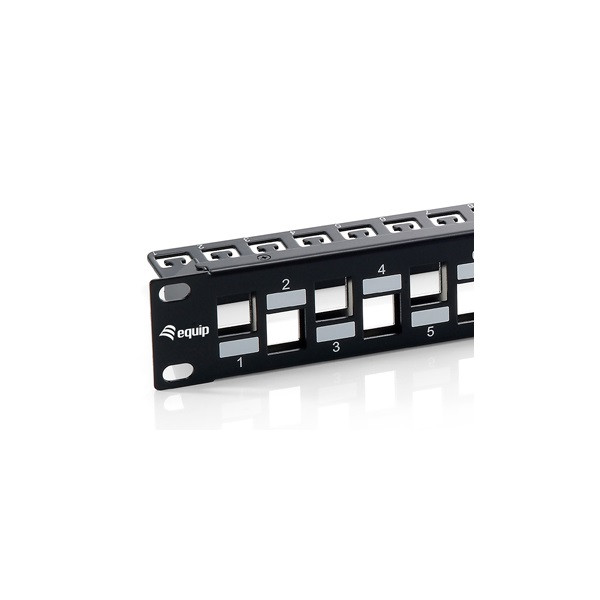Equip keystone patch panel - 769324 (24 port, cat6a, 1u, árnyékolt, fekete)