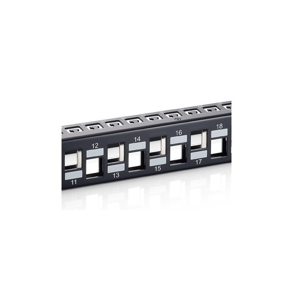 Equip keystone patch panel - 769324 (24 port, cat6a, 1u, árnyékolt, fekete)