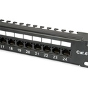 Equip patch panel - 135425 (24 port, cat6, árnyékolatlan, fekete)
