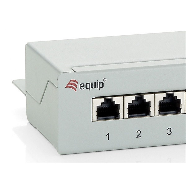 Equip patch panel - 227308 (8 port, cat5e, 1u, árnyékolt, szürke)