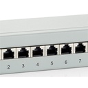 Equip patch panel - 227308 (8 port, cat5e, 1u, árnyékolt, szürke)