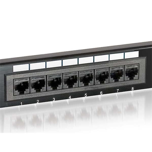 Equip patch panel - 235316 (16 port, cat5e, 1u, árnyékolatlan, fekete)