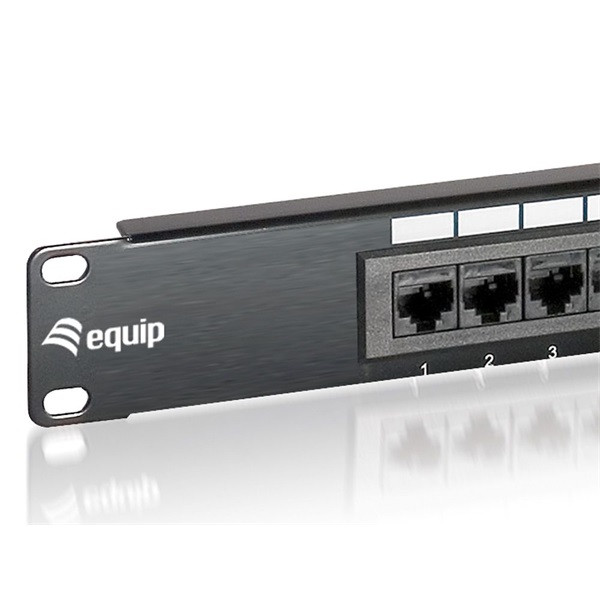 Equip patch panel - 235316 (16 port, cat5e, 1u, árnyékolatlan, fekete)