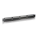 Equip patch panel - 235324 (24 port, cat5e, 1u, árnyékolatlan, fekete)