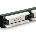 Equip patch panel - 235324 (24 port, cat5e, 1u, árnyékolatlan, fekete)