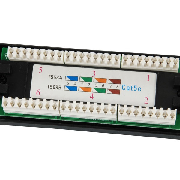 Equip patch panel - 235325 (24 port, cat5e, 1u, árnyékolatlan, fekete)