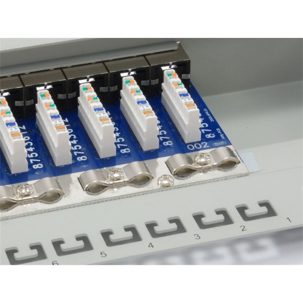 Equip patch panel - 326316 (16 port, cat6, árnyékolt, szürke)