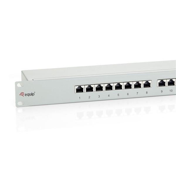 Equip patch panel - 326316 (16 port, cat6, árnyékolt, szürke)