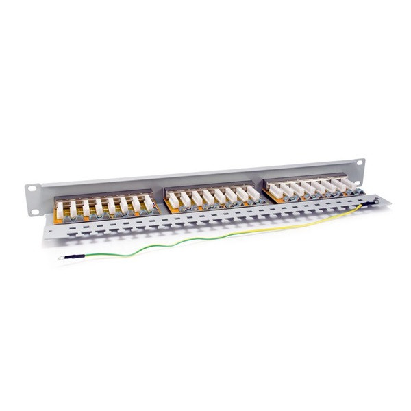 Equip patch panel - 326325 (24 port, cat6, 1u, árnyékolt, szürke)