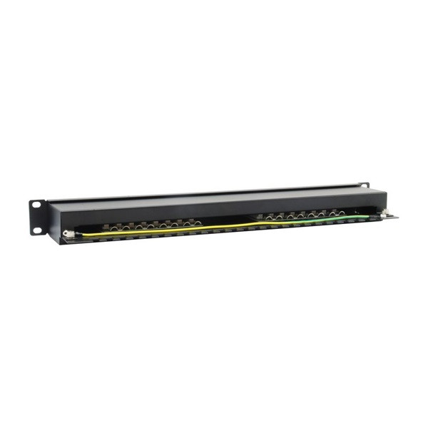 Equip patch panel - 326417 (16 port, cat6, 1u, árnyékolt, fekete)
