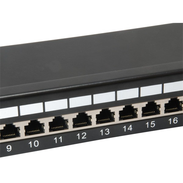 Equip patch panel - 326425 (24 port, cat6, 1u, árnyékolt, fekete)
