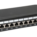 Equip patch panel - 326425 (24 port, cat6, 1u, árnyékolt, fekete)