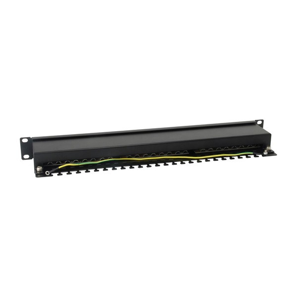 Equip patch panel - 326425 (24 port, cat6, 1u, árnyékolt, fekete)