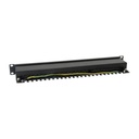 Equip patch panel - 326425 (24 port, cat6, 1u, árnyékolt, fekete)