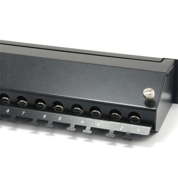 Equip patch panel - 326624 (24 port, cat6a, 1u, árnyékolt, fekete)