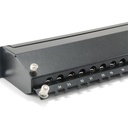 Equip patch panel - 326624 (24 port, cat6a, 1u, árnyékolt, fekete)