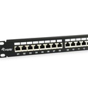 Equip patch panel - 326625 (24 port, cat6a, 1u, árnyékolt, fekete)