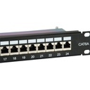 Equip patch panel - 326625 (24 port, cat6a, 1u, árnyékolt, fekete)