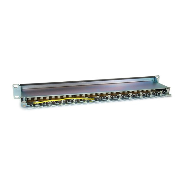 Equip patch panel - 326625 (24 port, cat6a, 1u, árnyékolt, fekete)