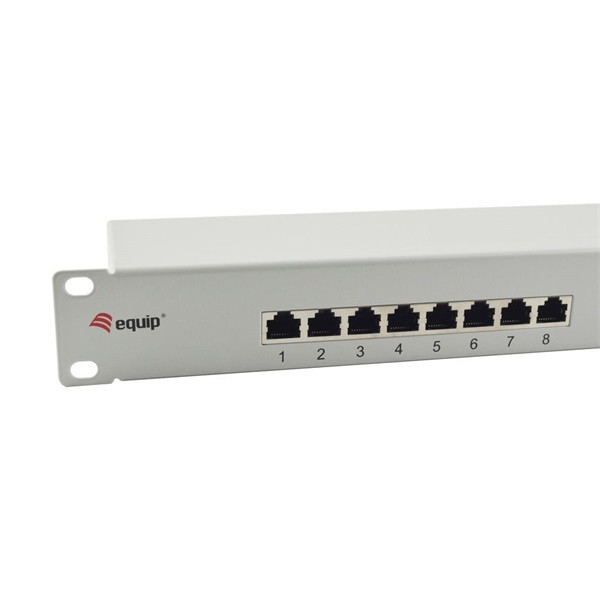 Equip patch panel - 327316 (16 port, cat5e, 1u, árnyékolt, szürke)