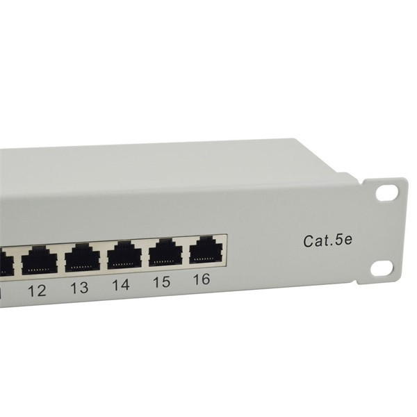 Equip patch panel - 327316 (16 port, cat5e, 1u, árnyékolt, szürke)