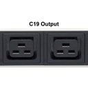 Manhattan elosztó - 19" 1u rackmount elosztó, 8db c19 aljzat, 2m eltávolítható kábel, ki-be kapcsológomb