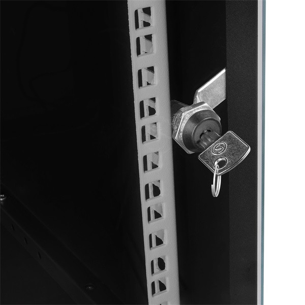 S-link rackszekrény - 9u 19" fali kivitel (400x530x400mm, flatpack, sötétszürke/fekete)