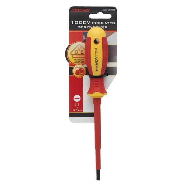 Handy csavarhúzó - 10563 (lapos, 5,5, 125mm, 1000v-ig szigetelt, mágneses fej)