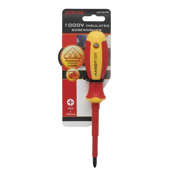 Handy csavarhúzó - 10569 (ph2, 100mm, 1000v-ig szigetelt, mágneses fej)