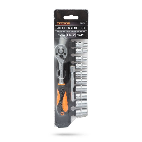 Handy dugókulcs készlet - 10857a (12 db-os, 1/4",  5-13 mm)