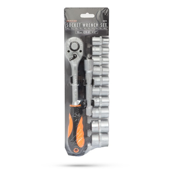 Handy dugókulcs készlet - 10857b (12 db-os, 1/2",  10-24 mm)