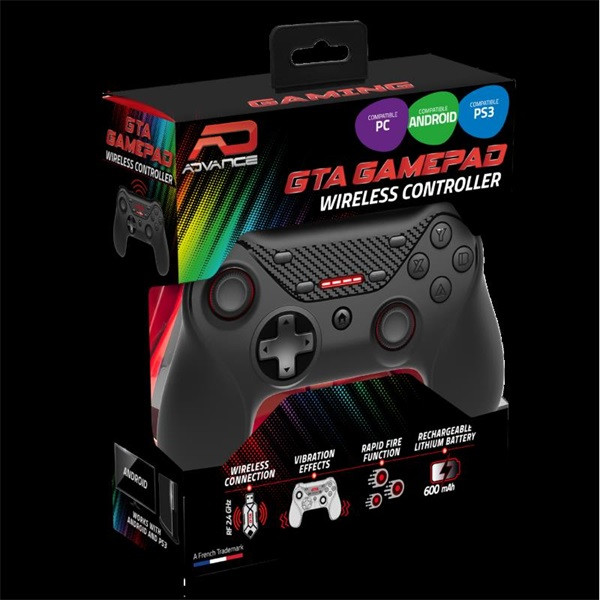 Advance gamepad vezeték nélküli - gta gamepad (usb, 12 gomb, pc és ps3 kompatibilis, fekete-piros)
